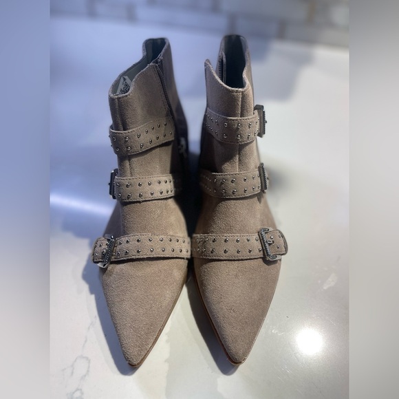 Boho moto mocha mousse suede buckle boot - Picture 4 of 5